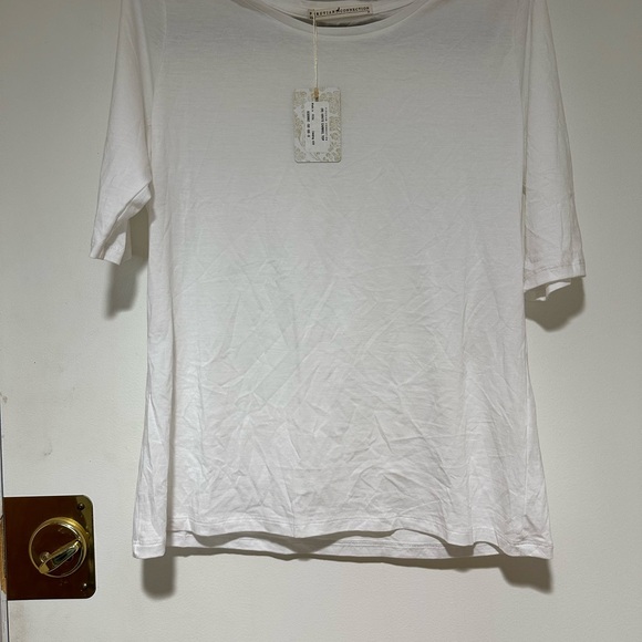 Peruvian Connection white caramel top tee NWT - Picture 3 of 6